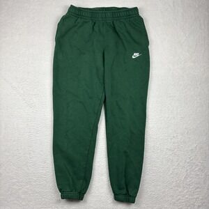 NIKE Club Mens 'Cuffed Brushed Fleece Pants' Large Green Joggers Sweatpants